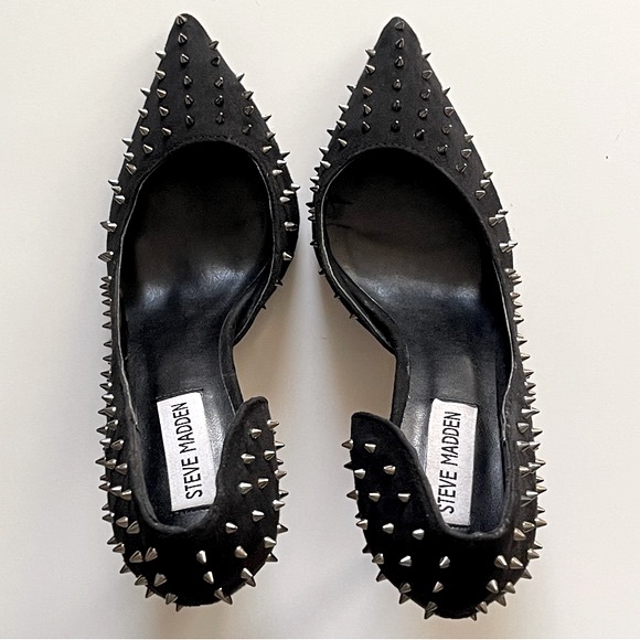 STEVE MADDEN Black Suede Studded Stiletto Pumps Size 7 - Picture 12 of 12